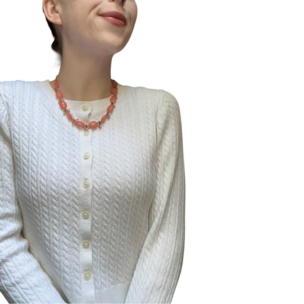 VTG Plastic Beaded Necklace Coral Statement Costume Jewelry Women’s Jewelry